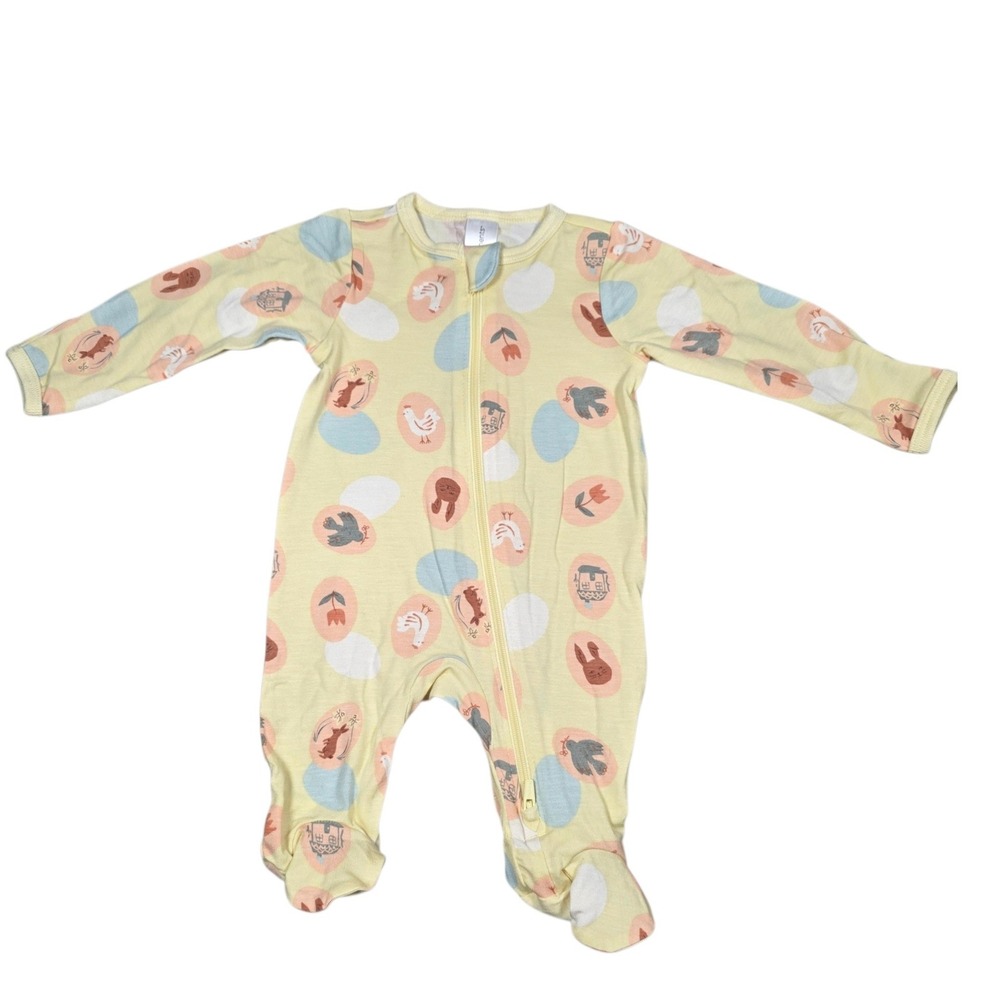 Modern Moments by Gerber Newborn Yellow Painted Eggs Footed Sleeper NWT